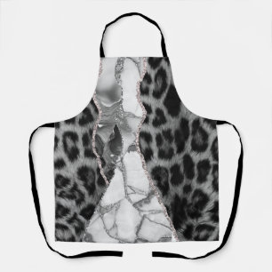 Black and White Leopard Marble Apron