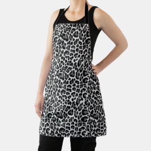 Black and White Leopard Print Apron