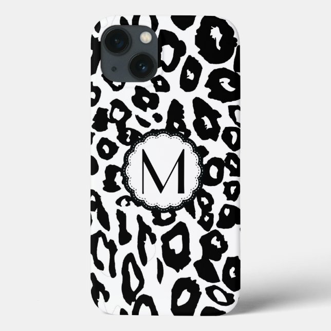 Black and White Leopard Print Case-Mate iPhone Case (Back)