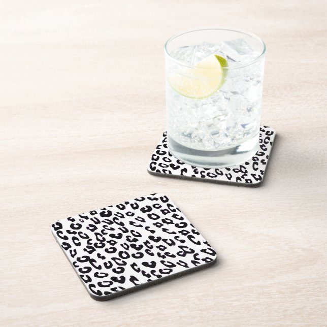 Black And White Leopard Print Coaster (Right Side)