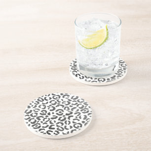 Black and White Leopard Print Coaster