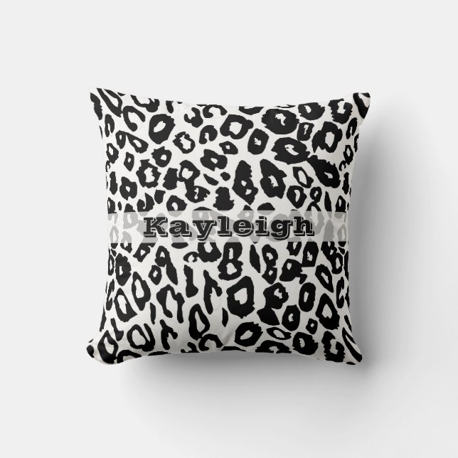 Black and White Leopard Print Cushion (Front)