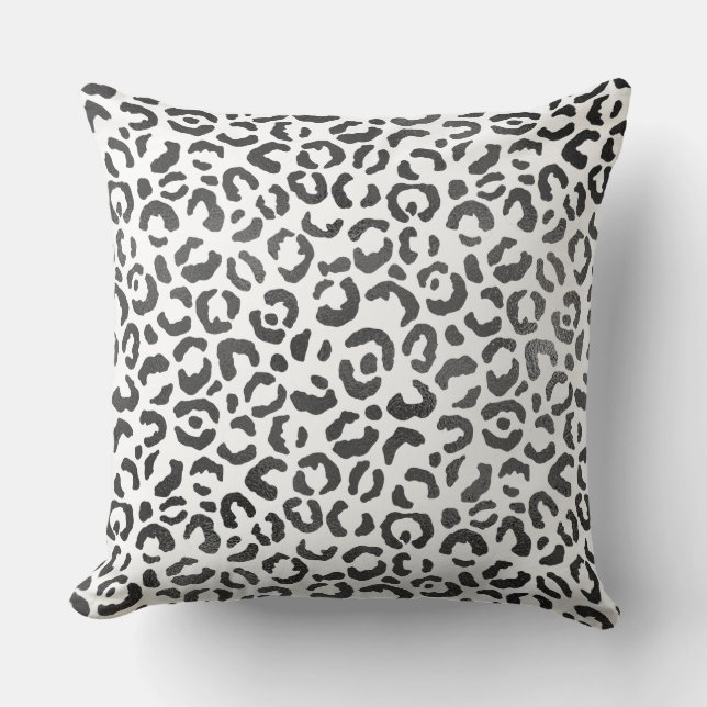 Black and White Leopard Print    Cushion (Front)