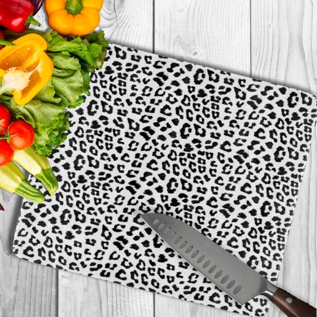 Black and White Leopard Print Cutting Board (Leopard Print Black and White Cutting Board by Looly Elzayat
)