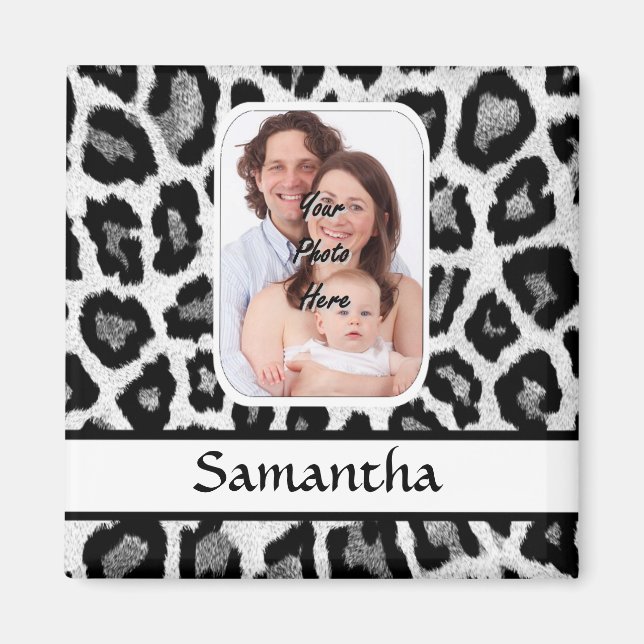 Black and white leopard print magnet (Front)
