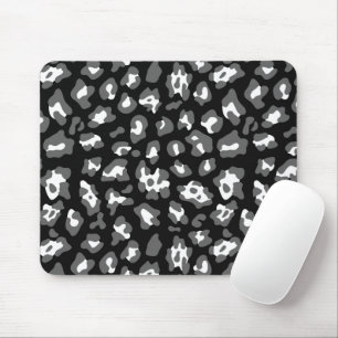 Black and white leopard print mouse pad