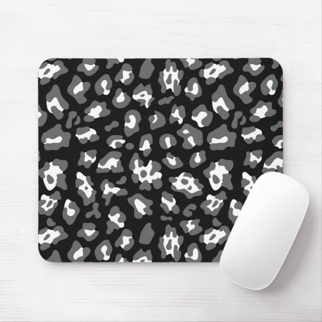 Black and white leopard print mouse pad (With Mouse)