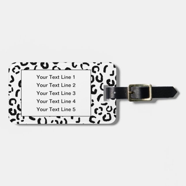 Black and White Leopard Print Pattern. Luggage Tag (Front Horizontal)