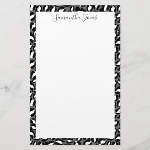 Black and White Leopard print   Personalised Stationery