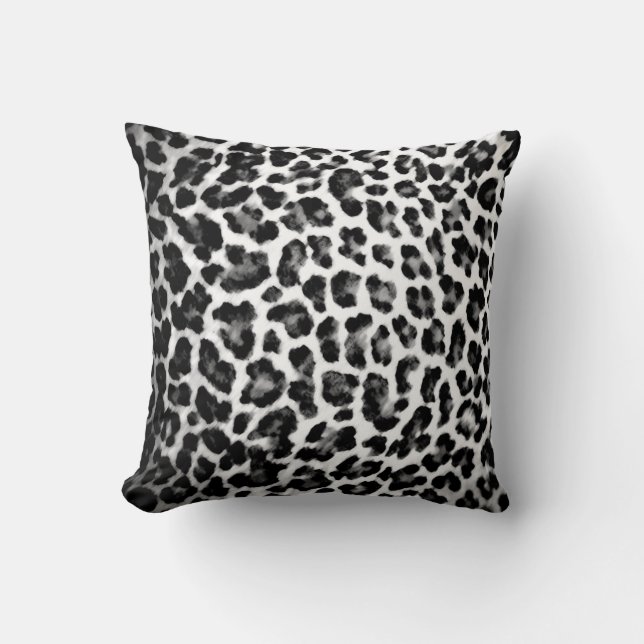 Black and White Leopard Print Pillow (Front)
