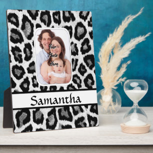 Black and white leopard print plaque