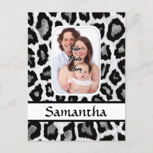 Black and white leopard print postcard