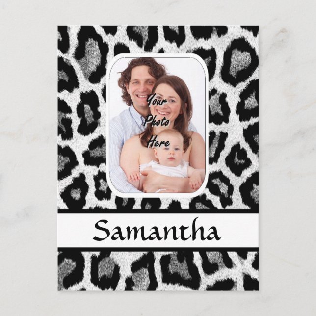 Black and white leopard print postcard (Front)