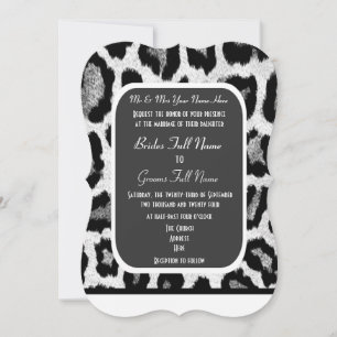 Black and white leopard print wedding invitation