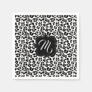 Black and White Leopard Print with Custom Monogram Napkin