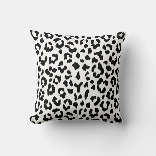 black and white leopard print  with monogram cushion (Front)