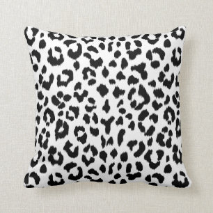 black and white leopard print with monogram cushion
