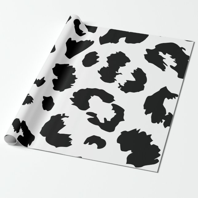 Black and white leopard print wrapping paper (Unrolled)