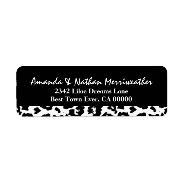 Black and White Leopard V003 Return Address Label (Front)