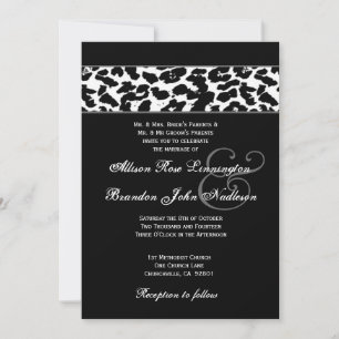 Black and White Leopard  Wedding Invitation