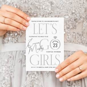 Black and White Lets Go Girls Bachelorette Party Invitation