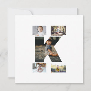 Black and White Letter K Photo Collage Holiday Card