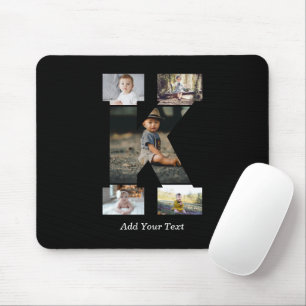 Black and White Letter K Photo Collage Mouse Pad