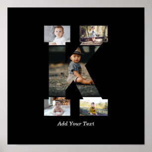 Black and White Letter K Photo Collage Poster