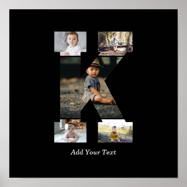 Black and White Letter K Photo Collage Poster (Front)