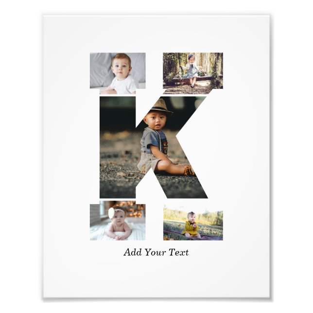 Black and White Letter K Photo Collage Print (Front)