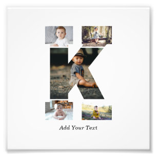 Black and White Letter K Photo Collage Print