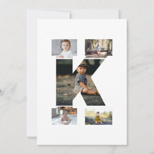 Black and White Letter K Photo Collage Thank You Card