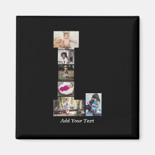 Black and White Letter L Photo Collage Magnet