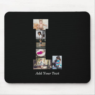 Black and White Letter L Photo Collage Mouse Pad