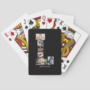 Black and White Letter L Photo Collage Playing Cards