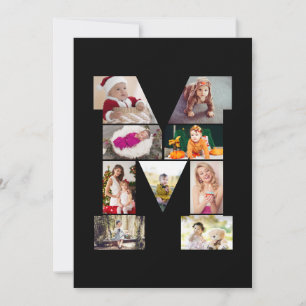 Black and White Letter M Photo Collage Card
