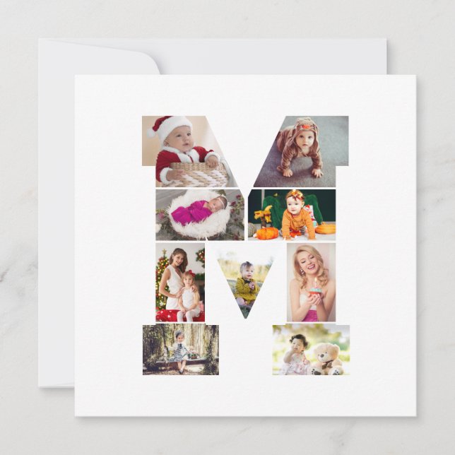 Black and White Letter M Photo Collage Card (Front)