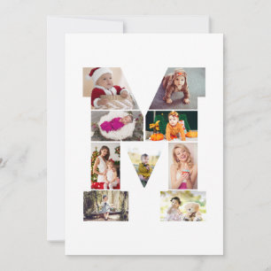 Black and White Letter M Photo Collage Holiday Card