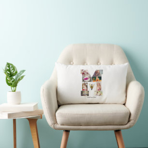 Black and White Letter M Photo Collage Lumbar Cushion