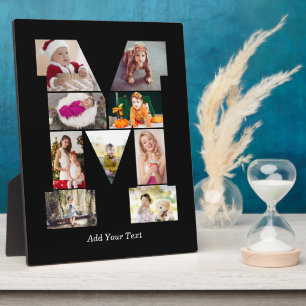 Black and White Letter M Photo Collage Plaque