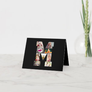 Black and White Letter M Photo Collage Thank You Card
