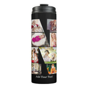 Black and White Letter N Photo Collage Thermal Tumbler