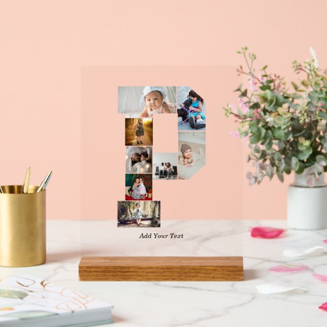 Black and White Letter P Photo Collage Acrylic Sign (Wedding)