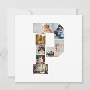 Black and White Letter P Photo Collage Card