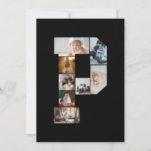 Black and White Letter P Photo Collage Holiday Card