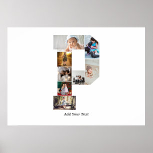 Black and White Letter P Photo Collage Poster