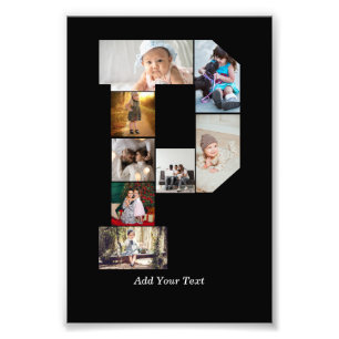 Black and White Letter P Photo Collage Print
