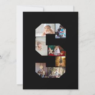 Black and White Letter S Photo Collage Announcement
