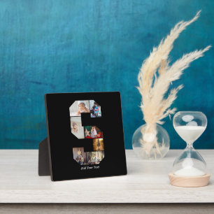 Black and White Letter S Photo Collage Plaque