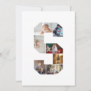 Black and White Letter S Photo Collage Thank You Card